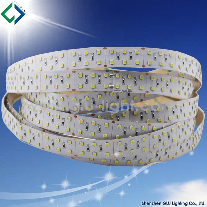 China shenzhen top quality 24V dual row 2835 led strip 168led/m with 3 year warranty